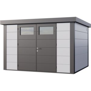 Abri Telluria Eleganto 3330 en acier galvanisé gris blanc 9,8m²