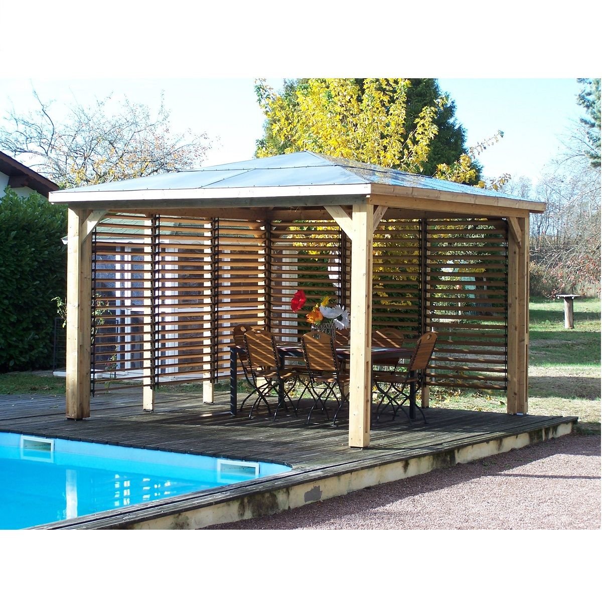 Abri de piscine BLUETERM 14,36 m² deux parois à ventelles – Image 2