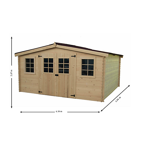 Abri de jardin en madriers bois massif 28 mm 12,65 m2 – Image 2
