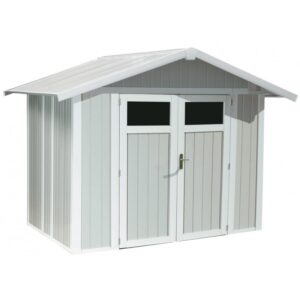 Abri de jardin en PVC 4,9m² UTILITY blanc et gris bleu Grosfillex